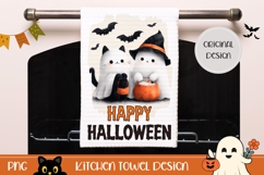 Cute Halloween Ghost Towel Sublimation, Happy Halloween PNG Product Image 1