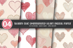 Shabby Chic Embroidered Heart Digital Paper Product Image 1