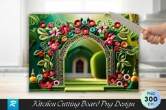 Floral Gate Background Cutting Board Sublimation Design Product Image 1