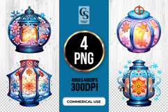 Colorful Lantern Clipart Sublimation PNG Product Image 1