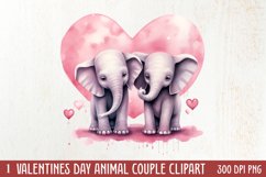 Valentines Day Animal Couple Clipart, Valentine Couple Product Image 1