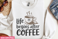 Life begins after coffee PNG, Retro Funny Coffee Sublimatio Product Image 1