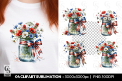 Patriotic Mason Jar Clipart Sublimation PNG Product Image 1