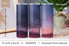 Sunset Tumbler Wrap, Glitter Sky Tumbler Sublimation Product Image 1