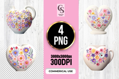 Floral Heart Jug Clipart Sublimation PNG Product Image 1