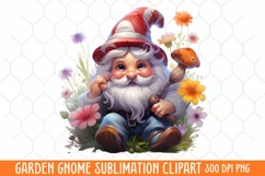 Garden Gnome Sublimation clipart, Watercolor Clipart Product Image 1