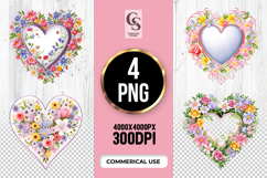 Floral Heart Shape Clipart Sublimation PNG Product Image 1