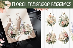 Watercolor Flowers Earrings, Roses Earrings Sublimation Product Image 1