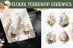 Watercolor Flowers Earrings, Roses Earrings Sublimation Product Image 1