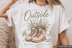 Outside Where I Come Alive Hiking Floral Boots PNG Design Product Image 1