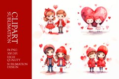 Watercolor Cute Couples, Valentines Day Clipart Sublimation Product Image 1