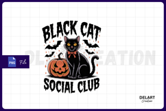 Black Cat Social Club PNG, Ghots Cat PNG Design Product Image 1