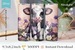 Cute Cow Tumbler Design, Crocus Tumbler Sublimation Product Image 1
