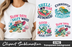 Cute Sea Turtle Clipart Sublimation PNG Product Image 1
