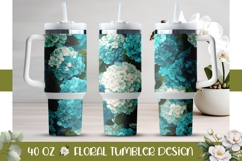 Blue Hydrangea Tumbler Wrap, Blue 40 Oz Tumbler Product Image 1