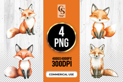 Cute Fox Animal Clipart Sublimation PNG Product Image 1