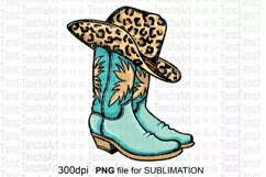 Cowboy boots for sublimation PNG Cowboy hat leopard pattern Product Image 1