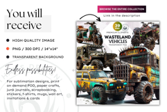 Post-Apocalyptic Wasteland Vehicle Clipart, rusted car png Product Image 3
