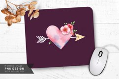 Heart with Arrow and Flowers Mouse Pad PNG Design Product Image 1