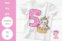 Birthday number fifth birthday party angel kawaii clipart Product Image 1