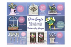 Happy Mothers Day Sign SVG | Floral Wall Puzzle SVG Product Image 3