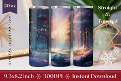 Christmas Tumbler PNG, Magic Winter Forest Tumbler Wrap Product Image 1