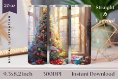 Christmas Tumbler Wrap, Christmas Tree Tumbler Wrap Design Product Image 1
