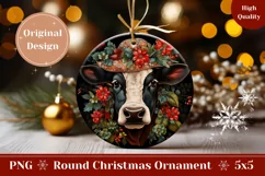 Christmas Ornament PNG, Cute Cow Ornament Sublimation Product Image 1