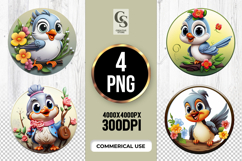 Cute Blue Songbird Cartoon Clipart Sublimation PNG Product Image 1