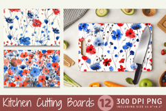 Red Blue Watercolor Wildflowers Cutting Boards sublimation D Product Image 1
