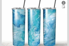 Marble Blue Watercolor 20 oz Tumbler Wrap Sublimation Product Image 1