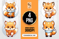 Cute Winter Fox Clipart Sublimation PNG Product Image 1