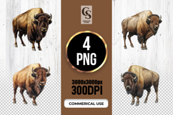 Watercolor Bison Buffalo Clipart Sublimation PNG Product Image 1