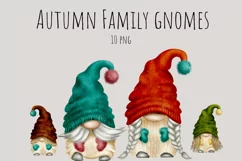 Autumn Family Gnomes | Watercolor Clipart Png Product Image 1