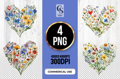 Wildflower Heart Clipart Sublimation PNG Product Image 1