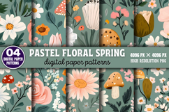 Pastel Floral Spring Pattern Digital Paper Background PNG Product Image 1