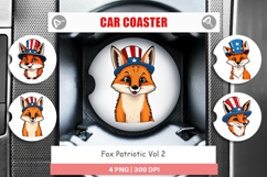 Car Coaster Fox Patriotic Product Image 1