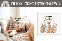 Happy Easter Pillow Print, Cute Flowers Pillow Template Product Image 1