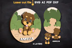 Dog Baby Name Sign SVG laser cut file for Glowforge Product Image 1