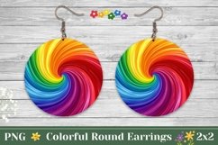 Colorful Round Earrings, Rainbow Sublimation Earring Design Product Image 1
