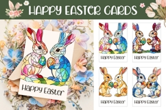 Easter Greeting Card, Stained Glass Easter Bunny Cards Product Image 1
