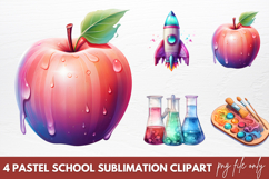 Pastel School Sublimation Clipart, Back to School Clipart Product Image 1