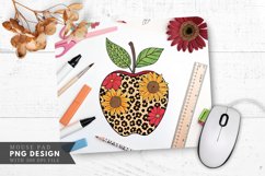 Leopard Print Apple with Colorful Sunflowers Mouse Pad PNG Product Image 1