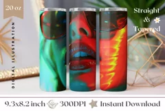 Glossy Lips Tumbler Wrap, Red Lips Tumbler Sublimation Product Image 1