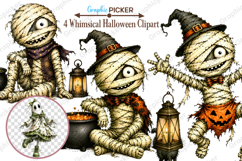 Whimsical Halloween Clipart, Whimsical Halloween Pumpkin PNG Product Image 1
