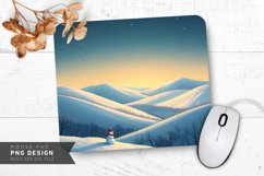 Snowy Landscape with Moonlit Sky Mouse Pad PNG Product Image 1