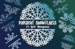 Papercut Snowflakes Split Monograms- 15 SVG items Product Image 1