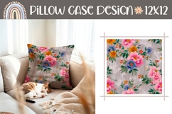 Colorful Pillow Case Print, Cute Flowers Pillow Sublimation Product Image 1