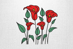 Red Calla Lily Floral Embroidery Design Pattern Product Image 1