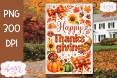 Happy Thanksgiving garden flag sublimation, fall design png Product Image 1